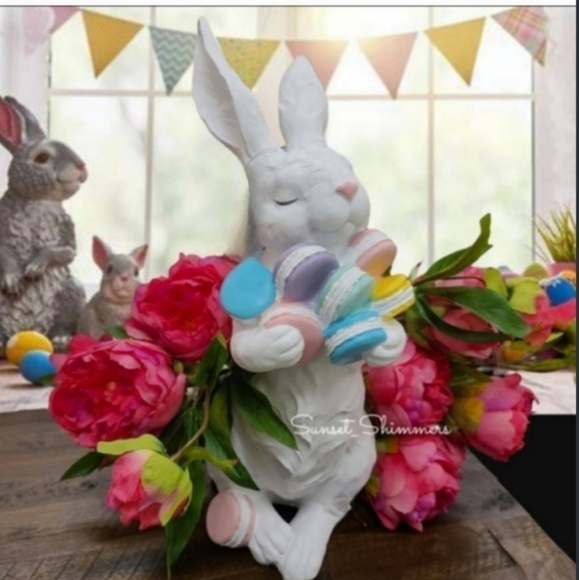 Tall 14.75" Easter Bunny Rabbit Macaron Cookies Figurine Statue Decor New - Picture 1 of 8